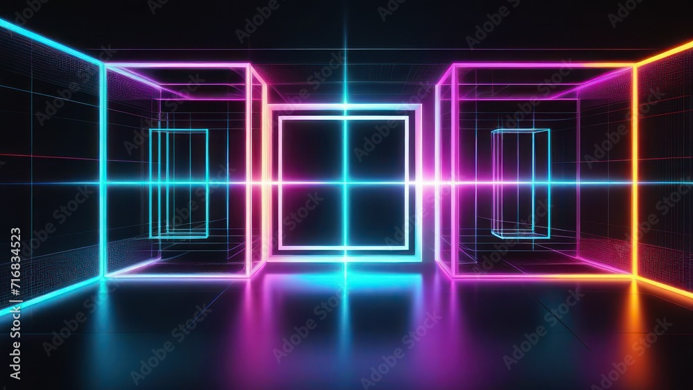 Led Computer Science Real Image Led Light. Abstract effect. Future tech. Glare cubes. Digital cpu ...