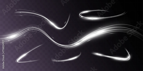 White blur trail wave,wavy silver line of light speed.Vector illustration. 