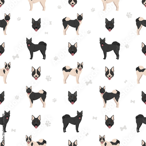 Russo-European Laika seamless pattern. All coat colors set