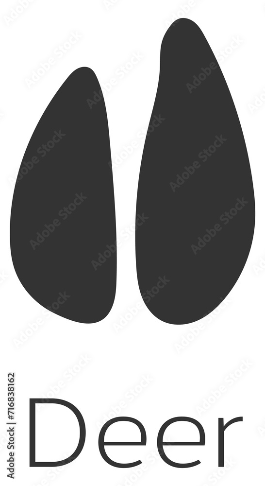 Deer footprint. Hunting symbol. Forest animal trace Deer footprint. Hunting symbol. Forest animal trace