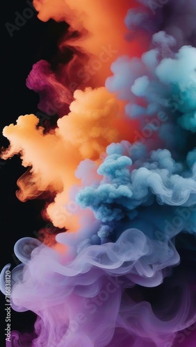 Multicolored illustration of picturesque full frame backdrop of abstract fantastic dense smoke of different shades.   generative  ai.