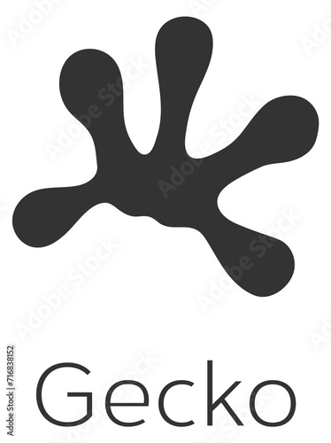Gecko footprint. Lizard foot mark. Black logo