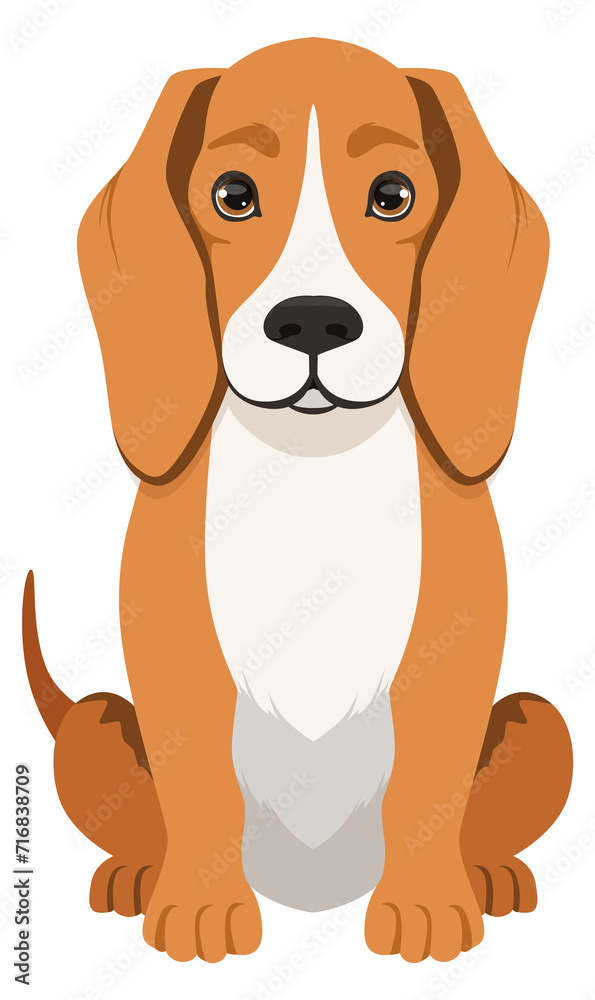 Beagle icon. Sitting dog. Friendly cute pet