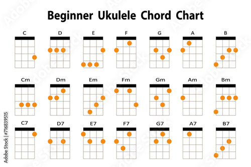 Fotografie Ukulele Chords set, Ukulele Lesson
