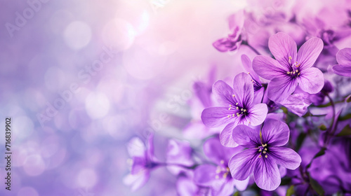  purple flowers with spring background. 