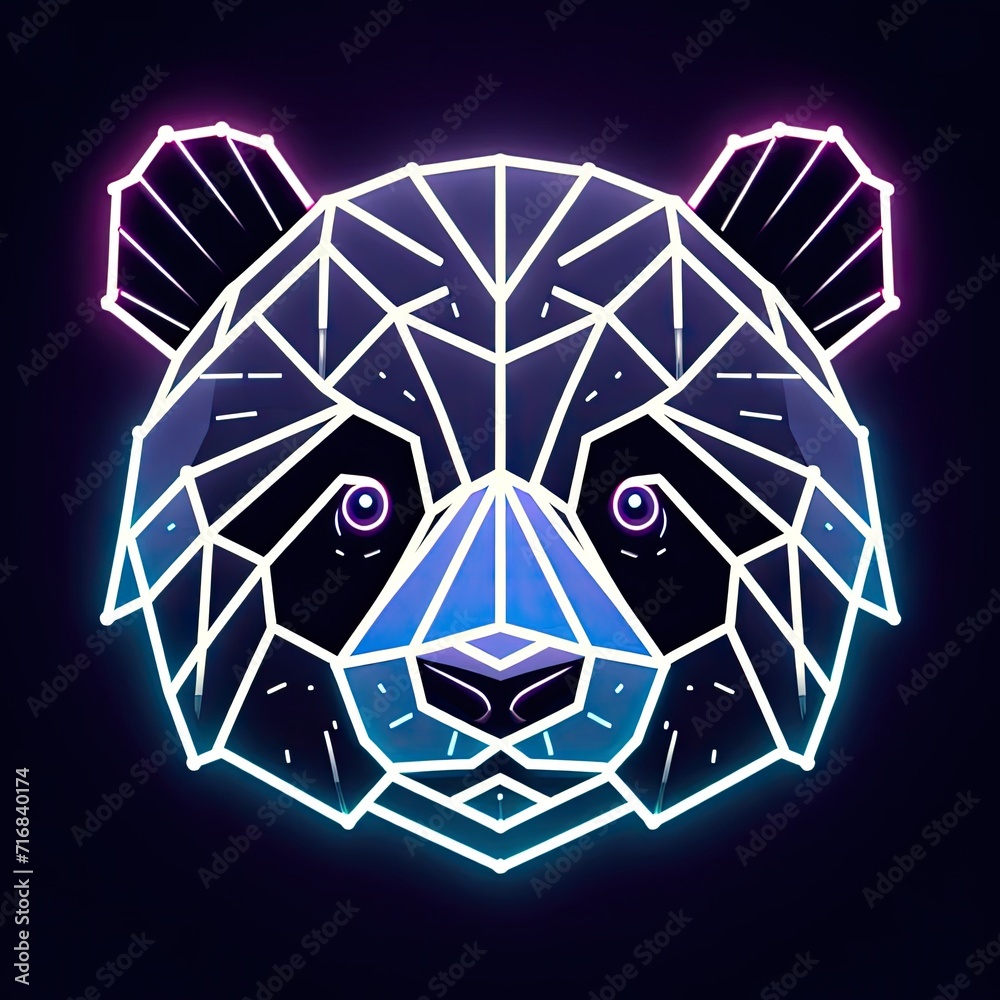 Fototapeta premium Neon Bamboo Bliss: Graphic Illustration of a Panda in Vibrant Geometric Abstraction