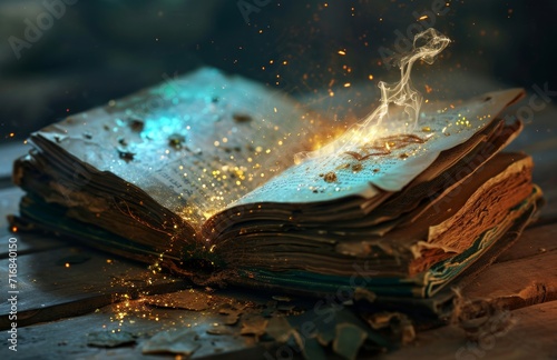 Open book with magic light ...