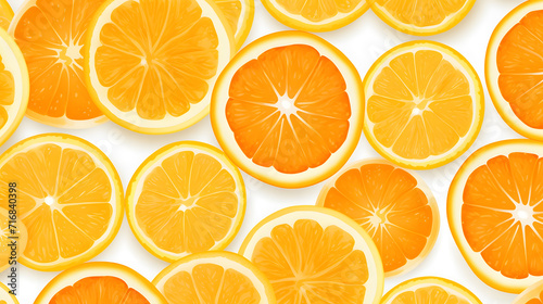 Bright yellow orange slices, top view, used for backgrounds