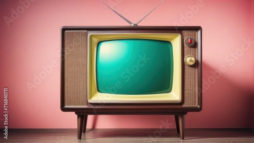 Retro old television on background. 90's concepts. Vintage style filtered photo. generative, ai.