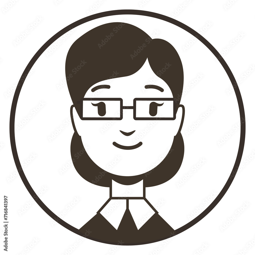 Professional woman avatar. Black round female portrait