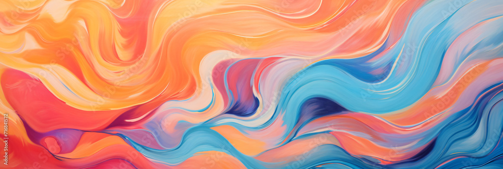 rainbow art painting with swirls, in the style of futuristic chromatic waves, light orange and dark azure, abstraction-création, colorful curves, unprimed canvas, shaped canvas rainbow art painting with swirls, in the style of futuristic chromatic waves, light orange and dark azure, abstraction-création, colorful curves, unprimed canvas, shaped canvas