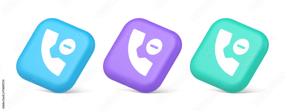 Phone call delete contact communication button voice conversation web interface 3d isometric icon Phone call delete contact communication button voice conversation web interface 3d isometric icon