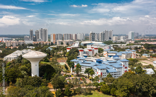 Aerial view of Cyberjaya. It is a modern city in Malaysia housing technology firms, multimedia-focused universities, and apartment hotels © a_medvedkov
