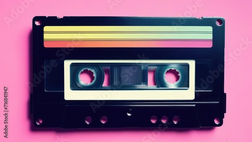 Rewind cassette tape compact retro on background. 90's concepts. Vintage style filtered photo.  generative, ai.
