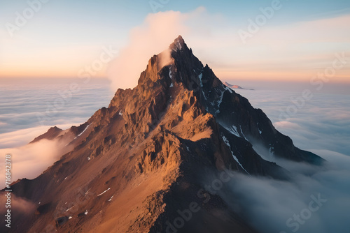 Aerial view of bright foggy...
