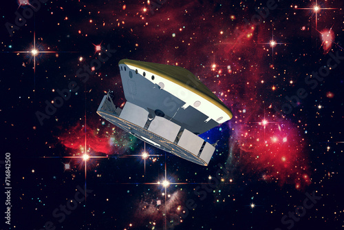 Spaceship in outer space. The elements of this image furnished by NASA.