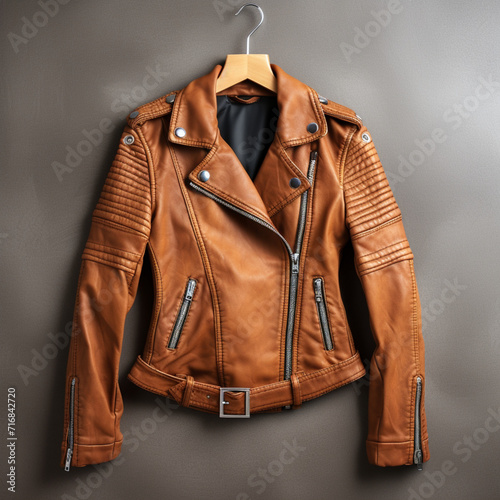 leather jacket on a hanger