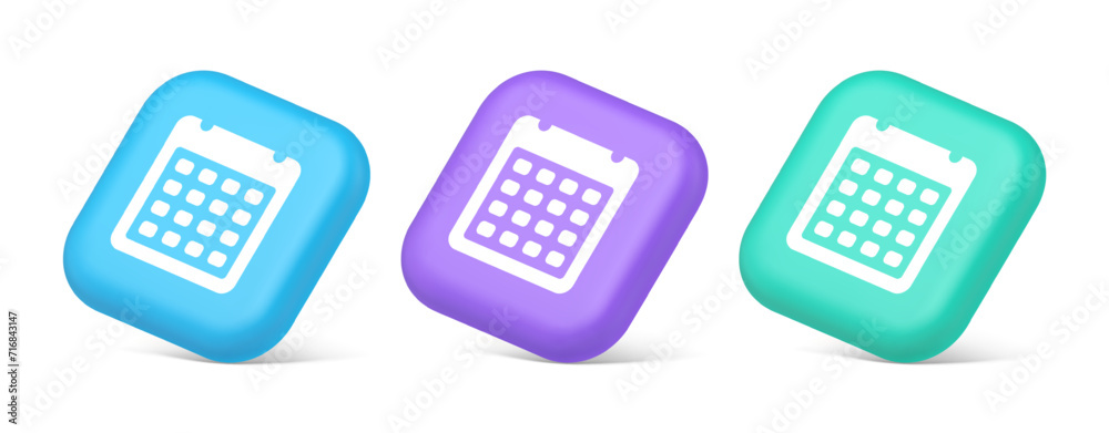 Calendar schedule button agenda event appointment reminder 3d realistic isometric icon Calendar schedule button agenda event appointment reminder 3d realistic isometric icon