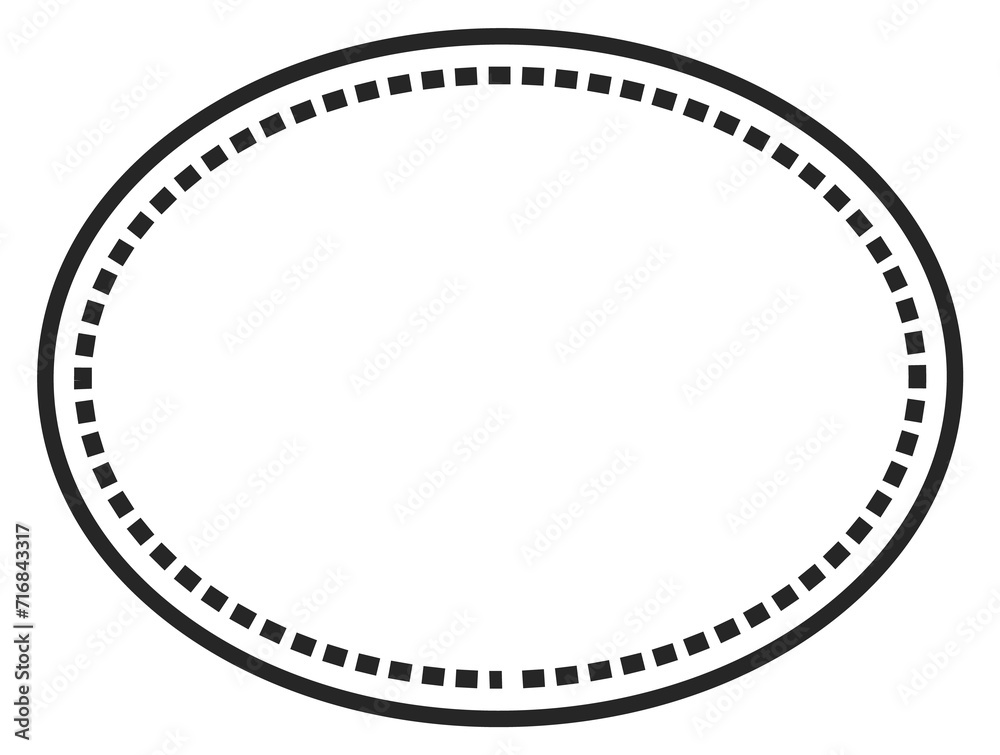 Oval line frame. Decorative border. Round dotted pattern