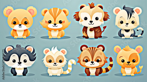 Adorable Cartoon Baby Animals Collection