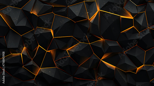 a black background with orange light and cracks, in the style of abstract geometrics, hard edge, shaped canvas photo
