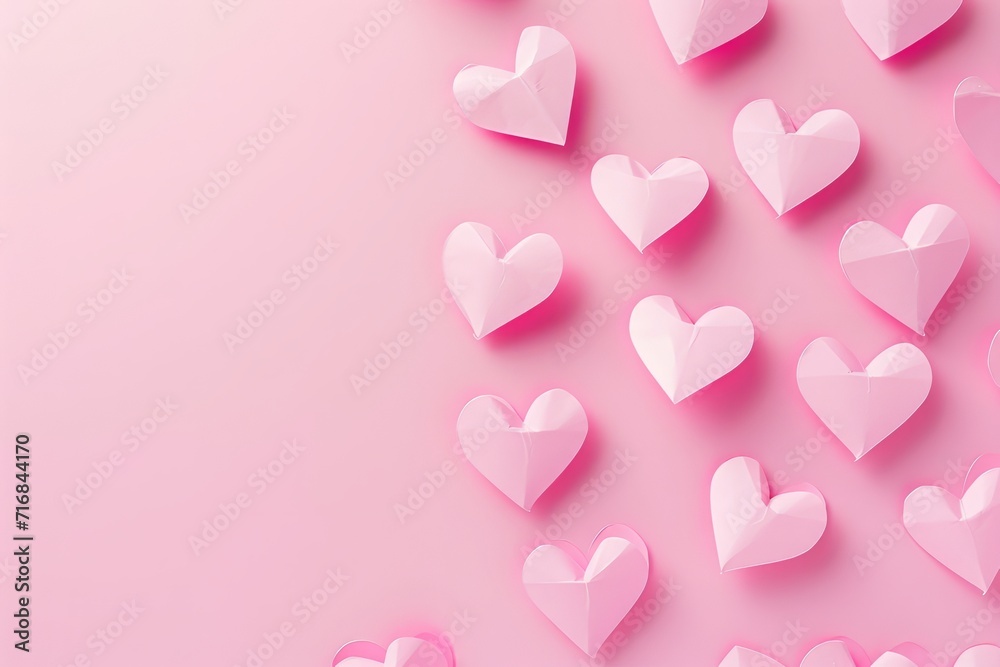 hearts pink background for valentines day concept