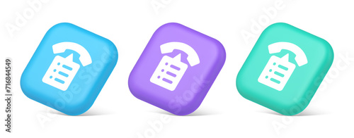 Call phone book contact list button cyberspace friends information communication 3d isometric icon