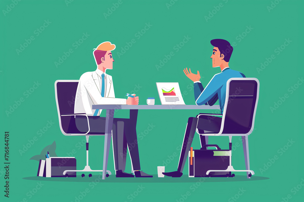Illustration of a job interview, perfect candidate, new employee Illustration of a job interview, perfect candidate, new employee