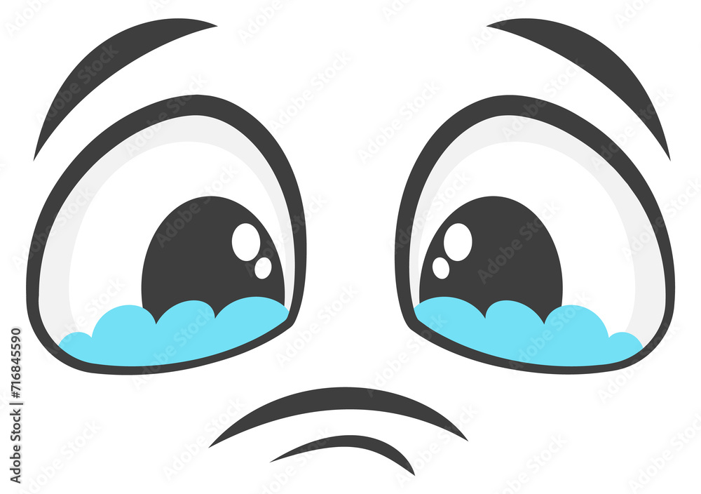 Eyes full of tears. Sad face expression. Crying emoji Eyes full of tears. Sad face expression. Crying emoji