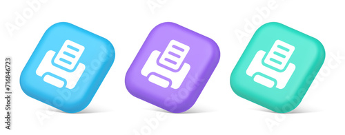 Printer machine device for paper document print button ink printout technology 3d isometric icon