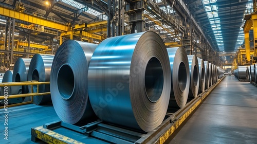 Rolls of cold-rolled galvanized steel in a warehouse.