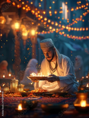 Ramadan Poster design  realistic  HD  copy space - generative ai