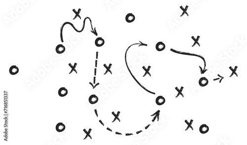Tactic plan. Hand drawn strategy scheme sketch photo