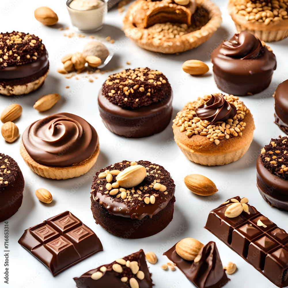 chocolate candies on white chocolate candies on white
