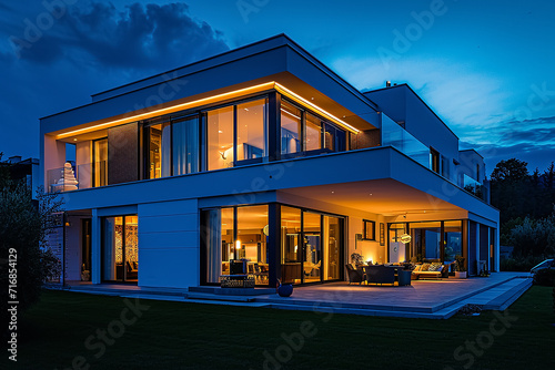 New modern house in the night 