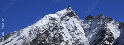 Snow covered peak near Gorak Shep, Sagarmatha National Park, Nepal.