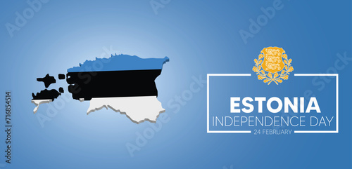 Estonia 3D flag map Happy Estonia Independence Day February 24th Celebration Vector Design Illustration