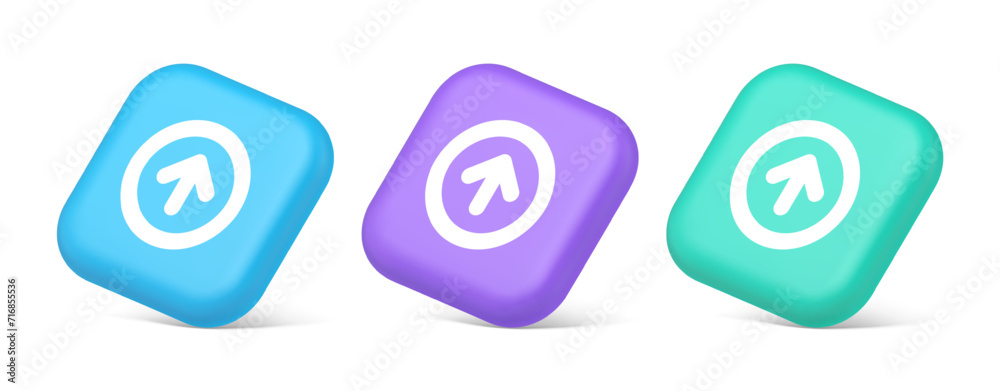 Up arrow round border button cyberspace navigation pointer 3d realistic isometric icon Up arrow round border button cyberspace navigation pointer 3d realistic isometric icon