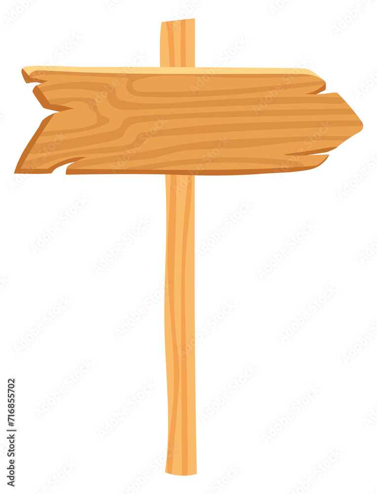 Wooden direction pointer. Cartoon arrow plank board - obrazy, fototapety, plakaty 