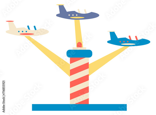 Obraz na plátně Plane park ride icon. Color amusement attraction