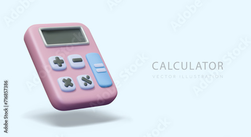 Placard with modern device for work in office on blue background