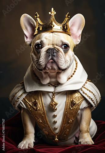 Portrait of the Dog King War , King crown Imperial Roman , History Animal