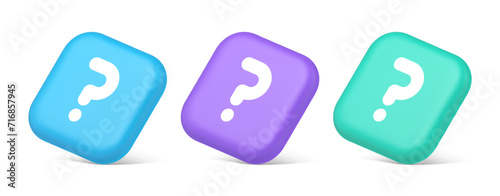 Question mark button advise attention answer FAQ point internet info support 3d isometric icon