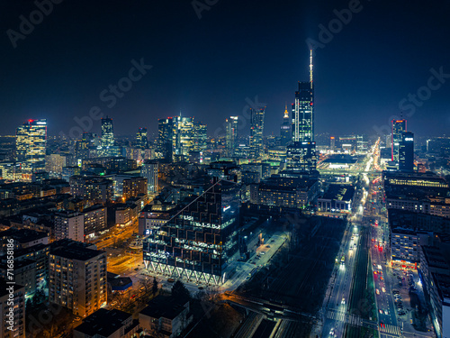 Warszawa nocą © Drone in Warsaw