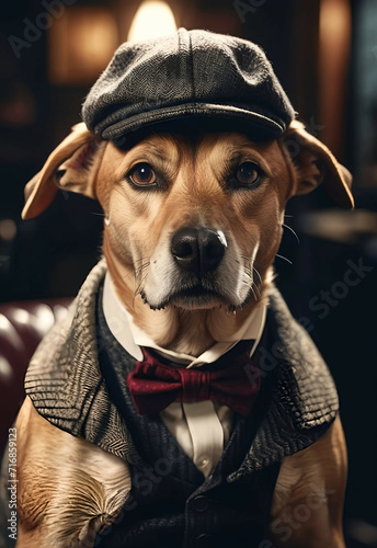 Dog mafia , Mafia clothes , animal with a hat