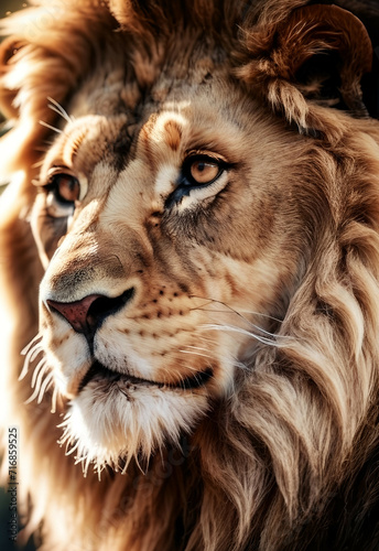 Portrait of the Lion King War , King crown Imperial Roman , History Ai Generative Animal 