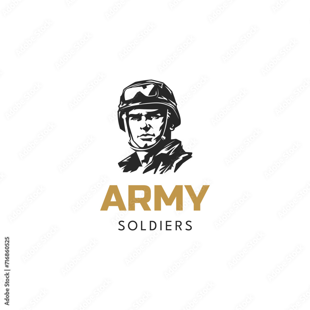 Army soldier mascot logo design illustration