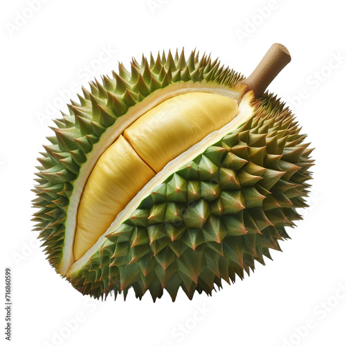 A durian fruit on a transparent background Ai generative
