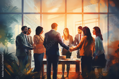 A team of professionals gathered in a circle, engaged in a team-building exercise, showcasing the importance of unity, trust, and interpersonal connections in teamwork