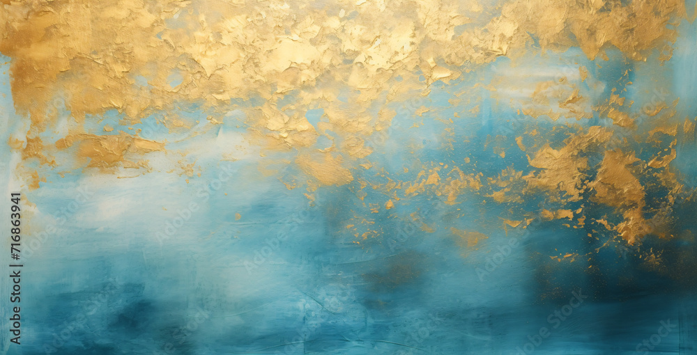 blue and gold abstract background, in the style of light gold and dark azure, glittery